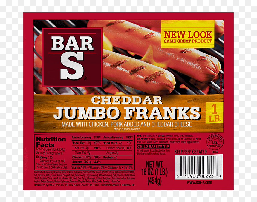 Cheddar Franks - Bar S Red Franks, HD Png Download - pickle slice png