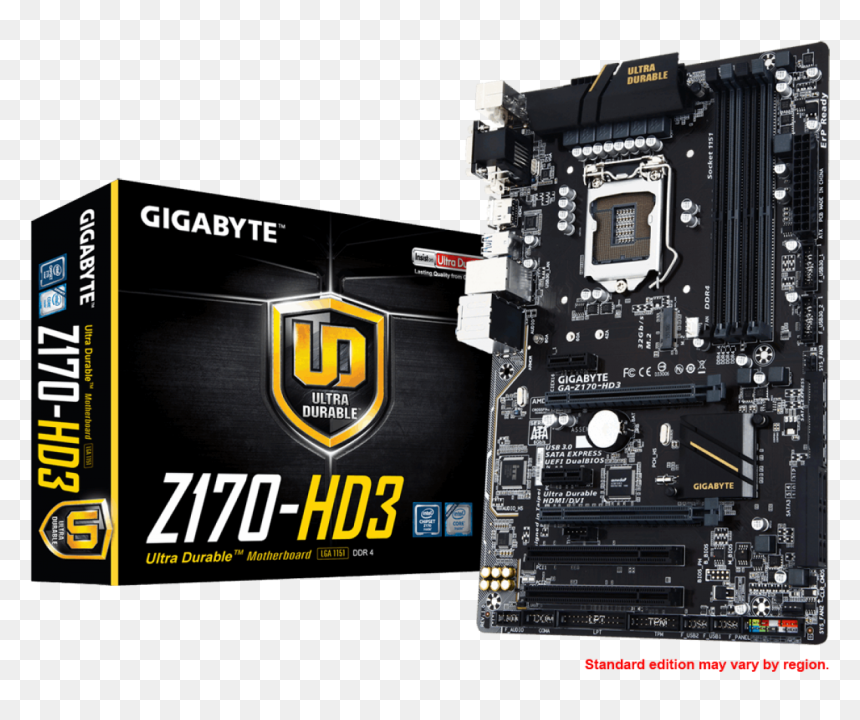 Gigabyte Z170 Hd3, HD Png Download - placa de oro png
