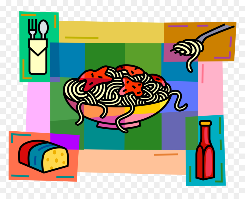 Vector Illustration Of Bowl Of Spaghetti Pasta With, HD Png Download - bowl of spaghetti png