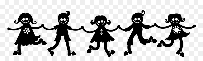 Silhouette Children Clipart, HD Png Download - kids holding hands png