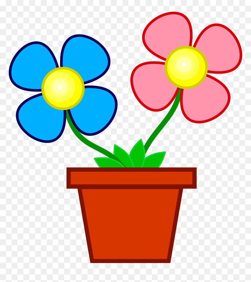 Transparent Petals Clipart - 2 Flower Pot Clipart, HD Png Download - flores em png