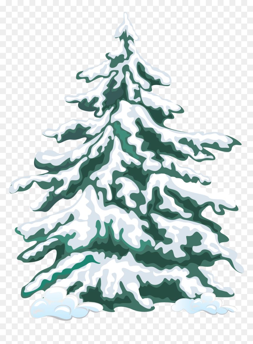 Evergreen Trees With Snow Clipart, HD Png Download - evergreen tree png
