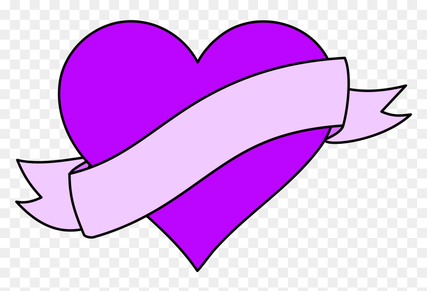Heart With Ribbon Clipart, HD Png Download - banner clipart png