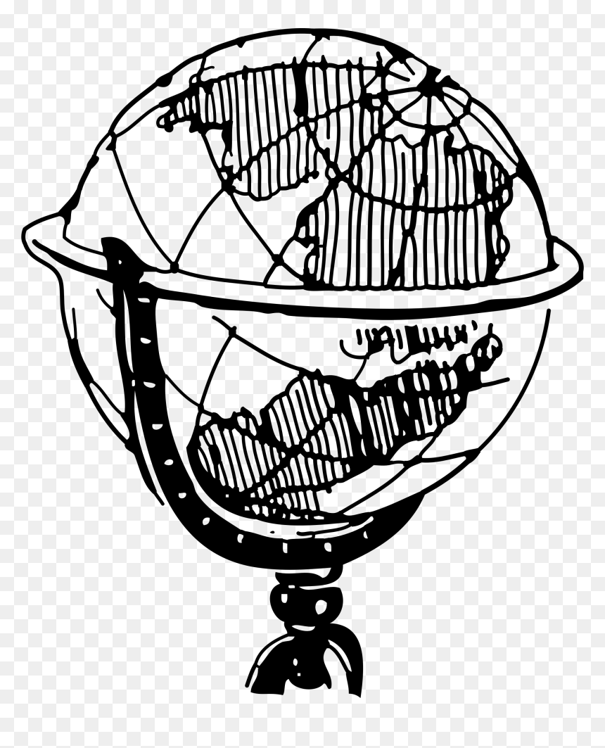 World History Black And White, HD Png Download - globe clipart png