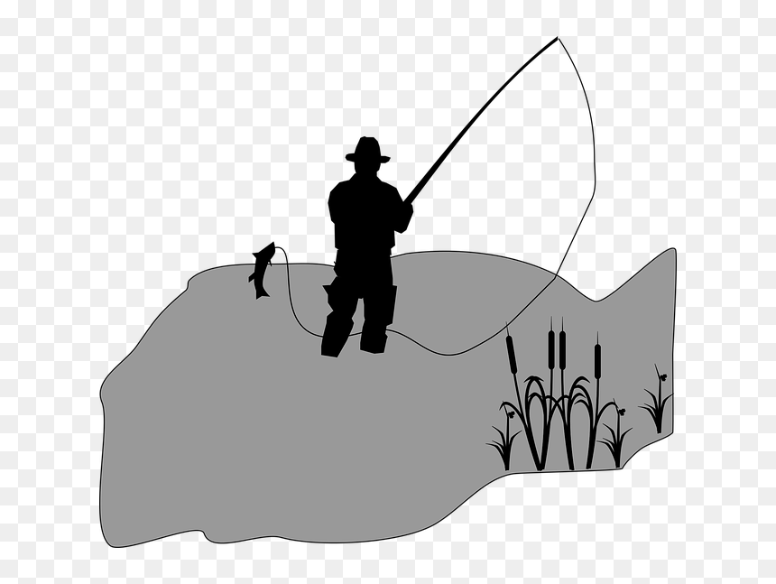 Easy Drawing Person Fishing, HD Png Download - fish silhouette png
