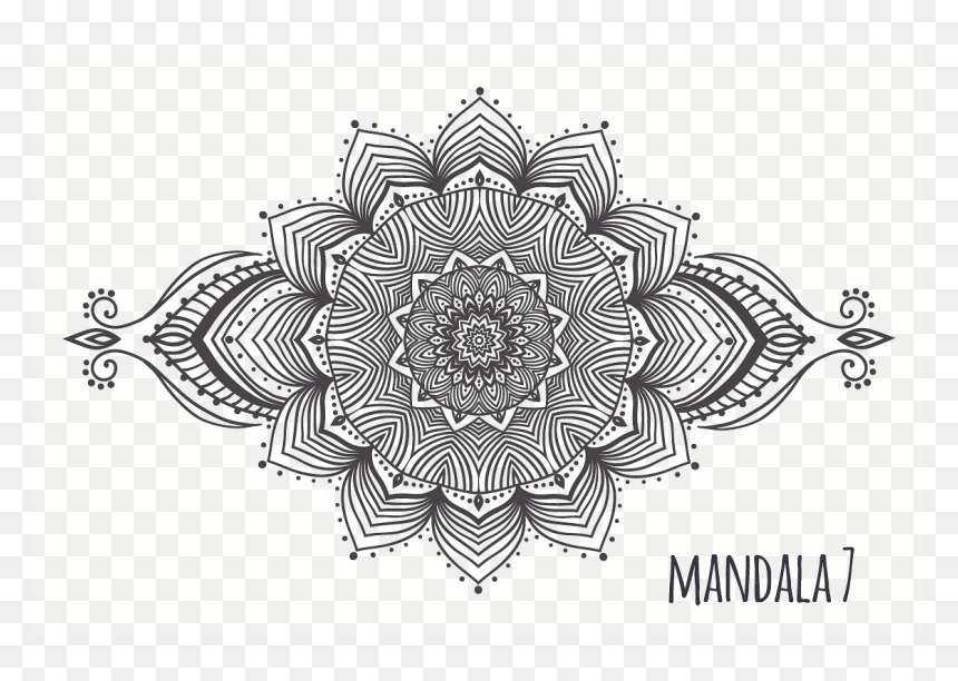 Black And White Mandalas Png, Transparent Png - floral pattern png