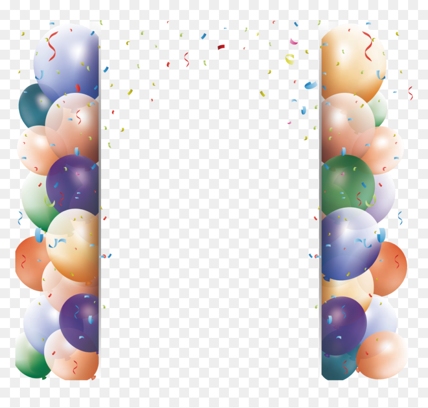 #ftestickers #confetti #balloons #frame #borders #colorful - Balloons Frame, HD Png Download - balloons and confetti png