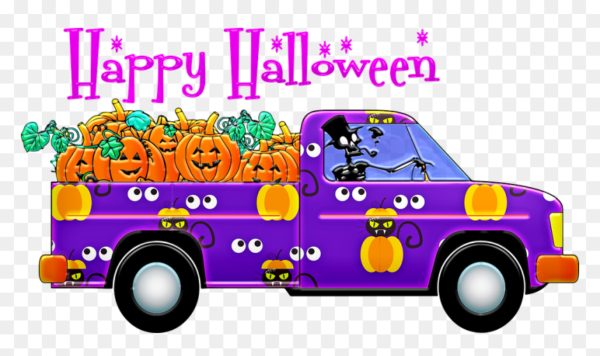Halloween Decorations Funny Halloween Clip Art, HD Png Download - truck cartoon png
