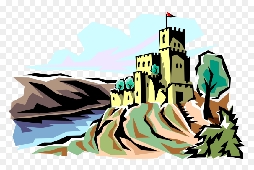 Vector Illustration Of Medieval Castle Fortification - Castle Vector, HD Png Download - medieval castle png