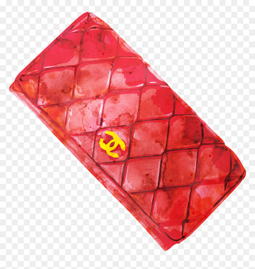 Wallet Painted Watercolor Bag Painting Chanel, HD Png Download - coin bag png