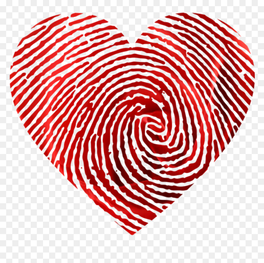 #heart #corazon #fingerprint #huella #digital #red - Heart Finger Print Clip Art, HD Png Download - huella digital png