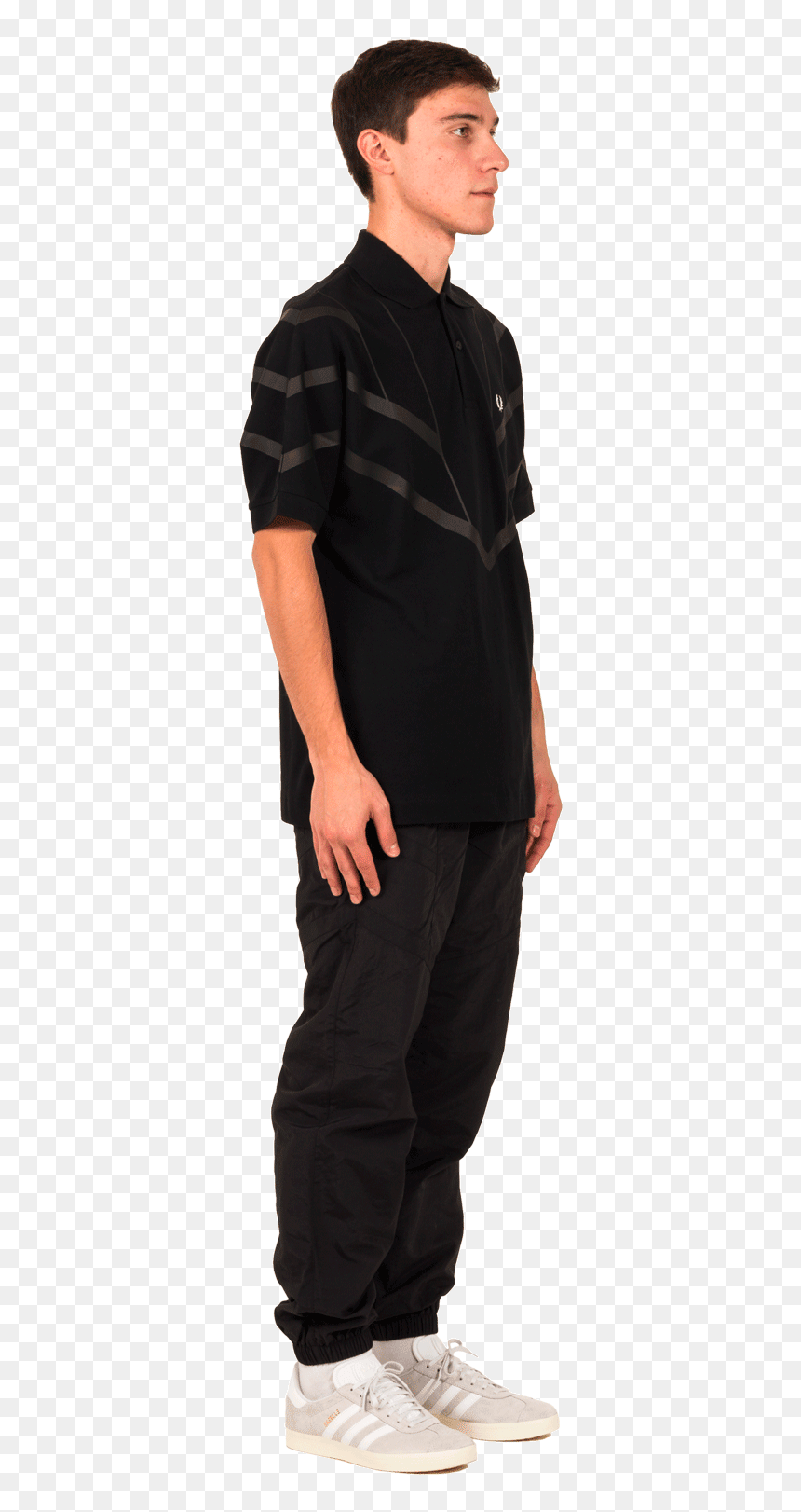 Fred Perry Polo Monochrome Pique Shirt Black M4550102 - Standing, HD Png Download - black male model png