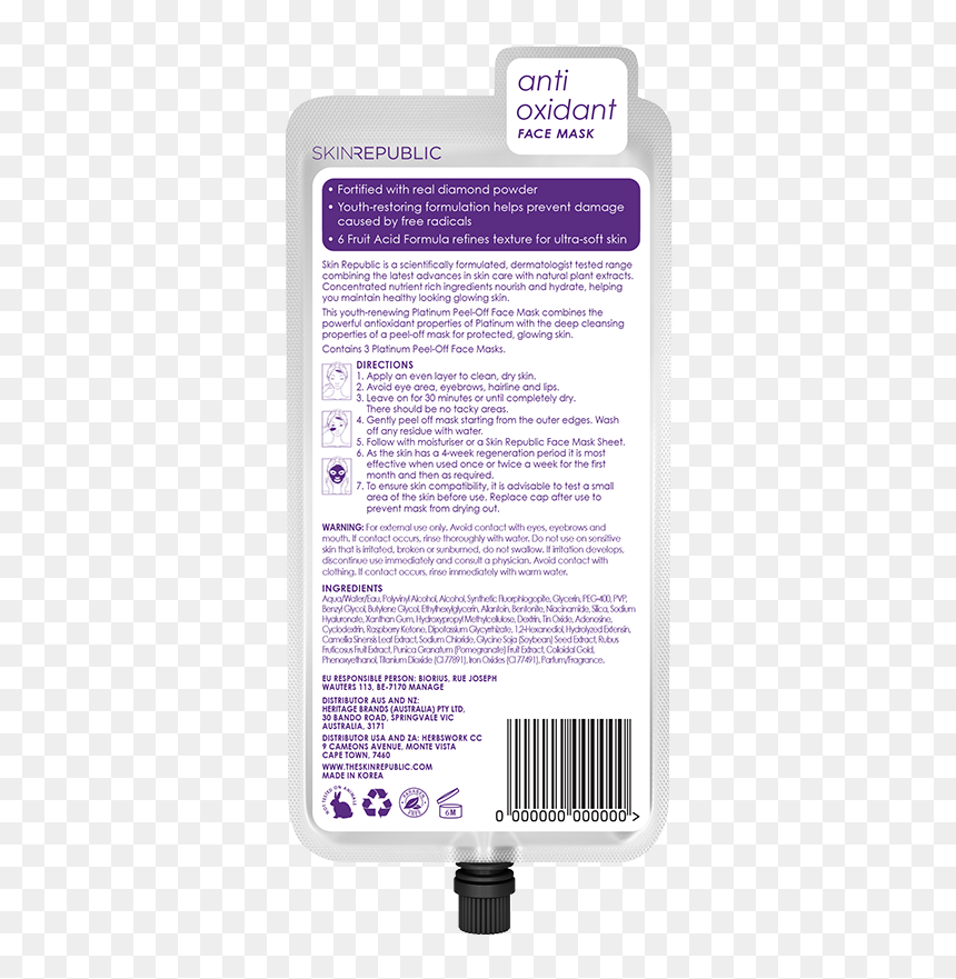 Platinum Diamond Powder Peel-off Face Mask"
 Class= - Skin Republic Charcoal Peel-off, HD Png Download - diamond texture png