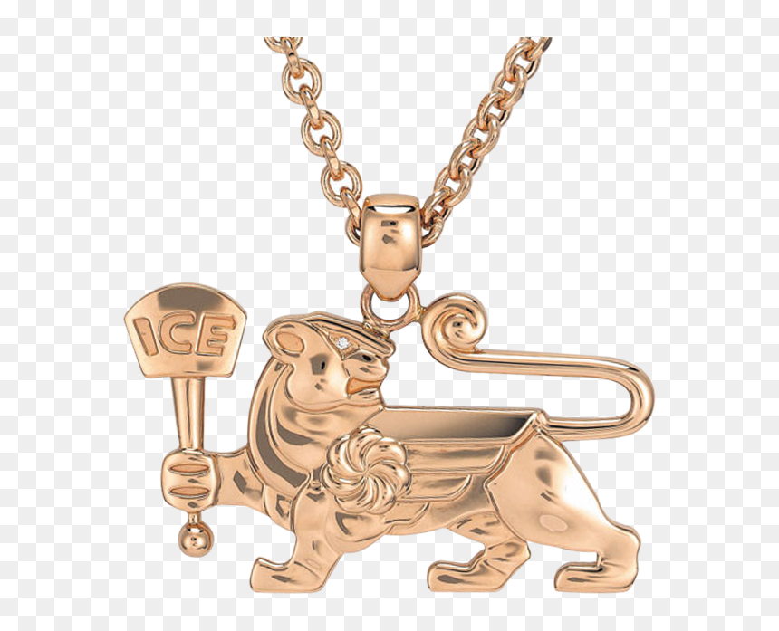 18k Rose Gold Lioness Pendant - Gold, HD Png Download - cartoon gold chain png