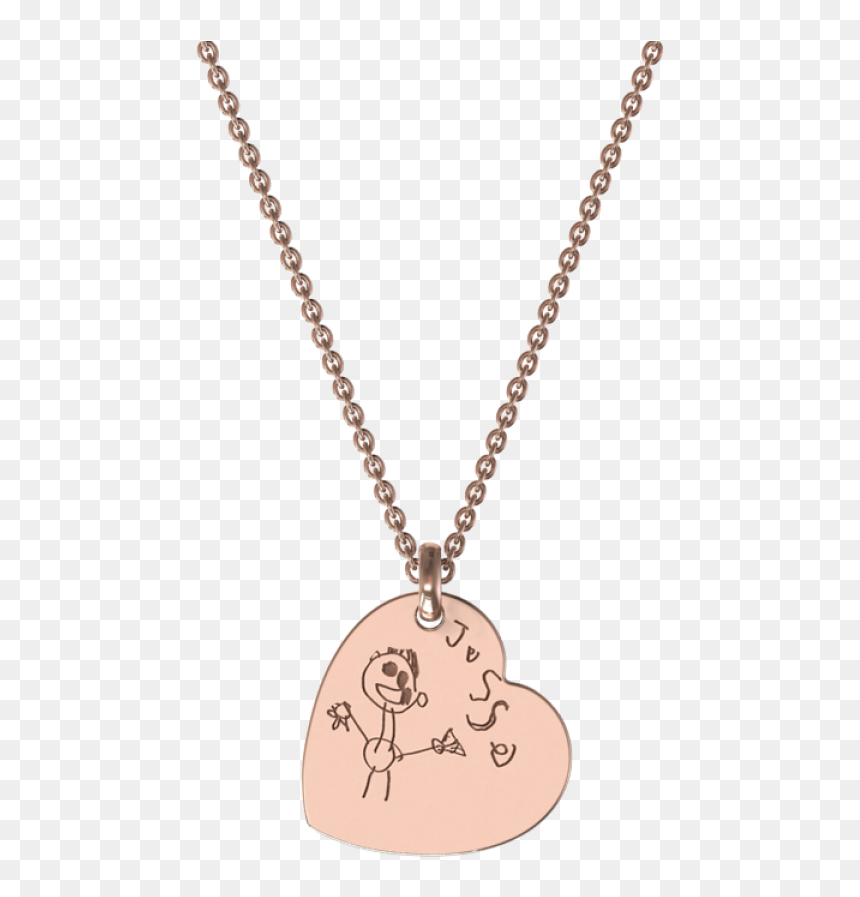 Rose Gold Sketch Heart Pendant - Locket, HD Png Download - cartoon gold chain png