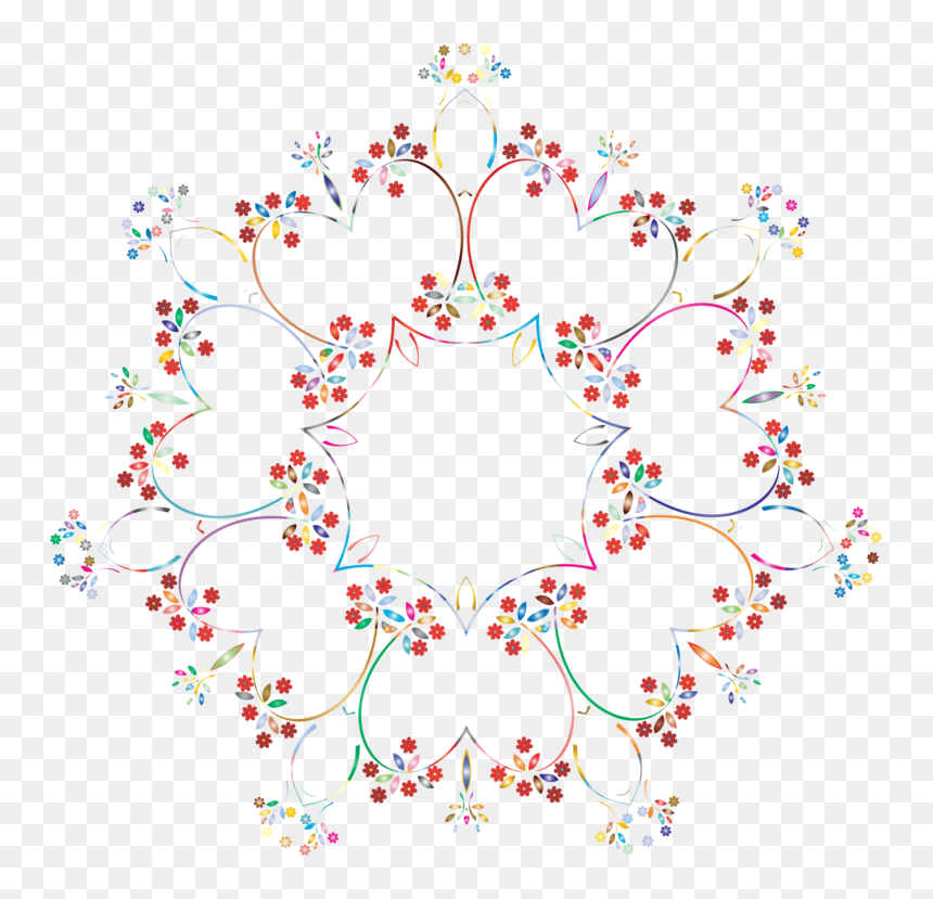 Visual Arts,symmetry,heart - Circle Design Frame Background Transparent, HD Png Download - floral heart png