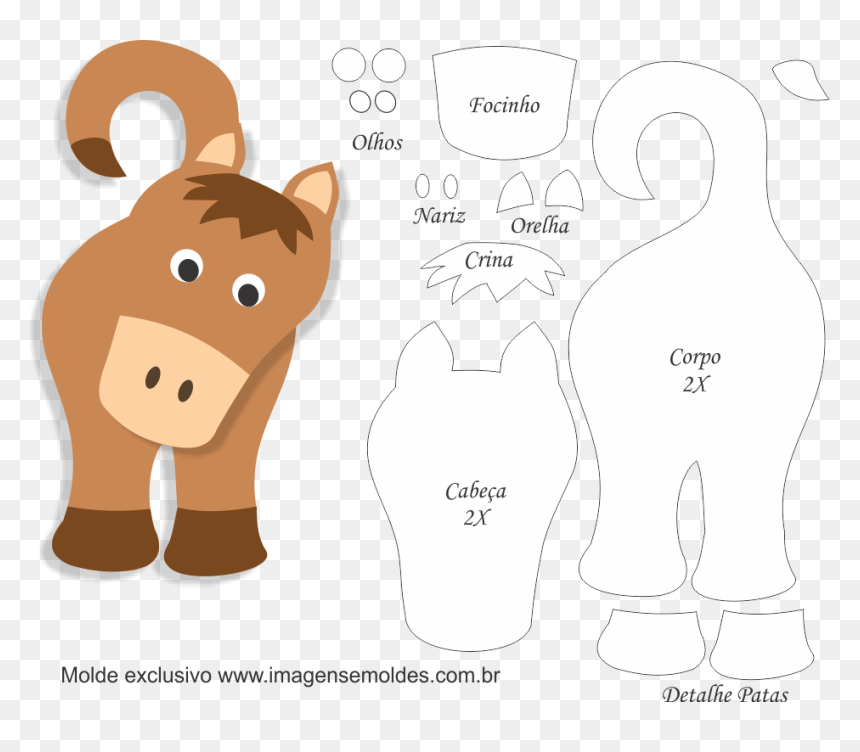 Molde De Cavalo Marrom Porta Maçaneta Para Eva - Molde De Eva Cavalo, HD Png Download - cavalo png