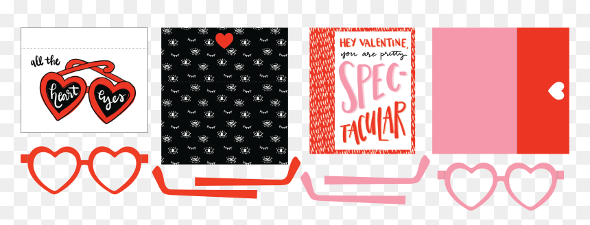 Printable Valentine Cards With Heart Glasses Supplies - Poster, HD Png Download - heart glasses png