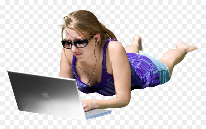 Girl, HD Png Download - laptop .png
