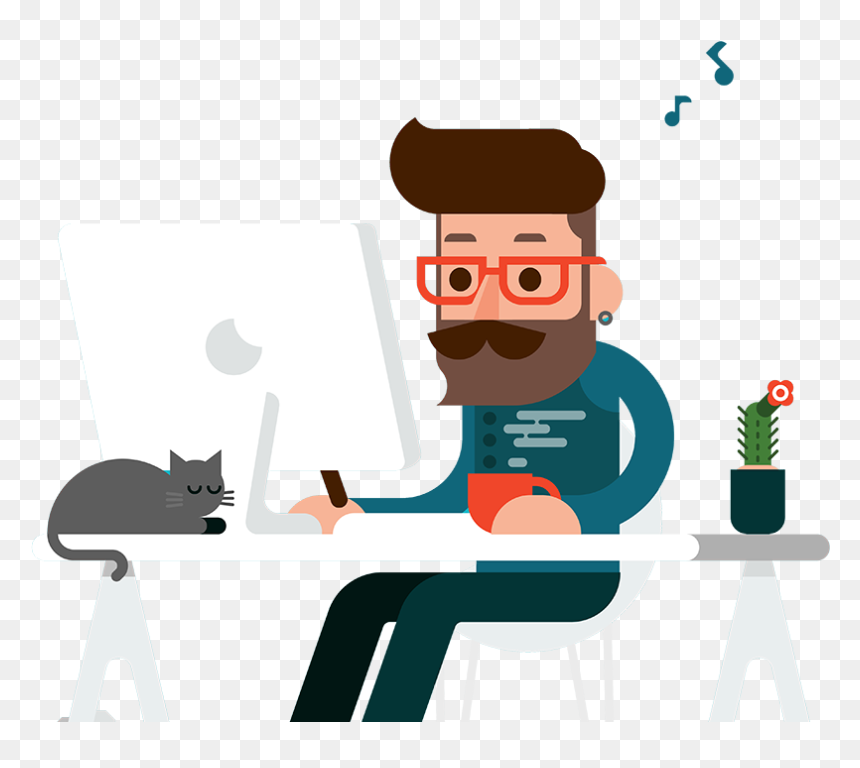 Man At Desk Mockup - Android And Ios Developer, HD Png Download - vhv