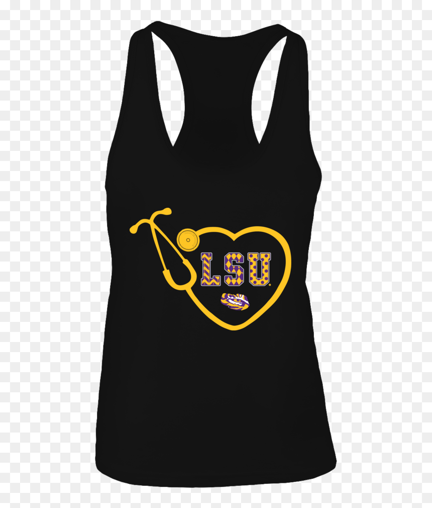 Heart Stethoscope Patterned Letters Lsu Tigers Shirt - Active Tank, HD Png Download - heart stethoscope png