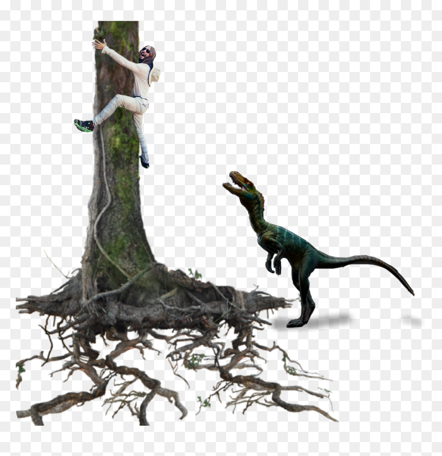 Ftestickers Tree Man Scared Dinosaur Branches Stickers - Stickers Man Png Picsart, Transparent Png - scared man png
