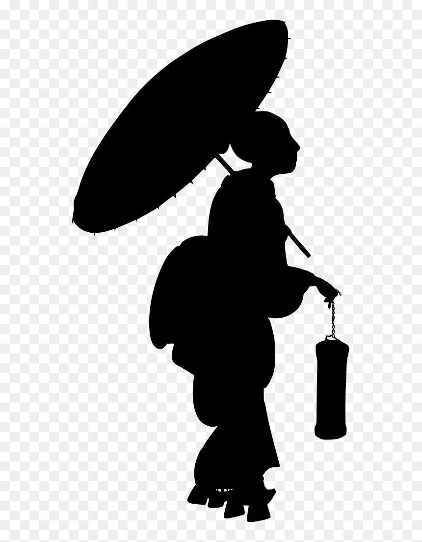 Cartoon Japanese Women With Umbrellas, HD Png Download - japanese umbrella png