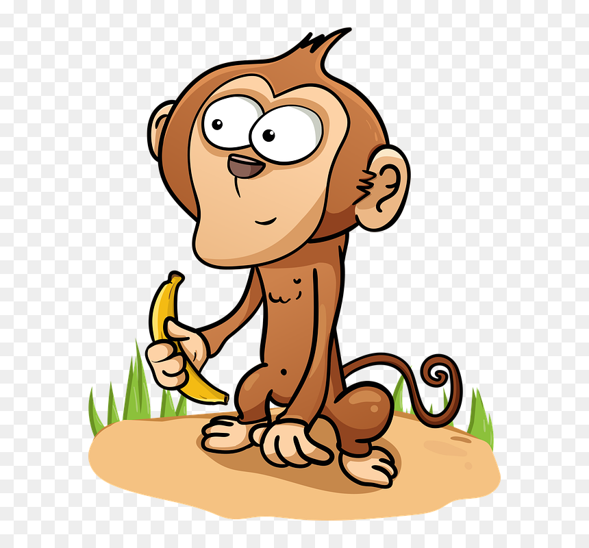 Monkey, HD Png Download - banana cartoon png