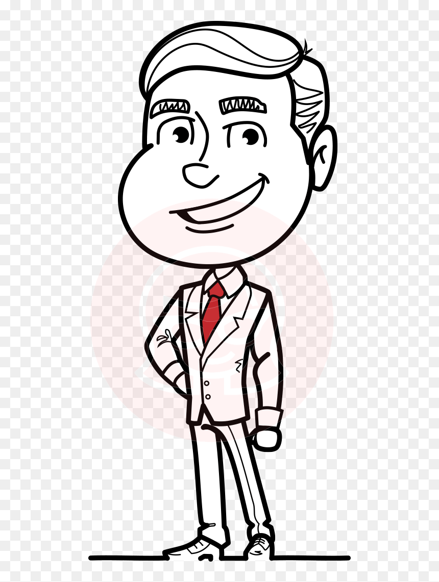 Man Cartoon Black And White, HD Png Download - businessman vector png