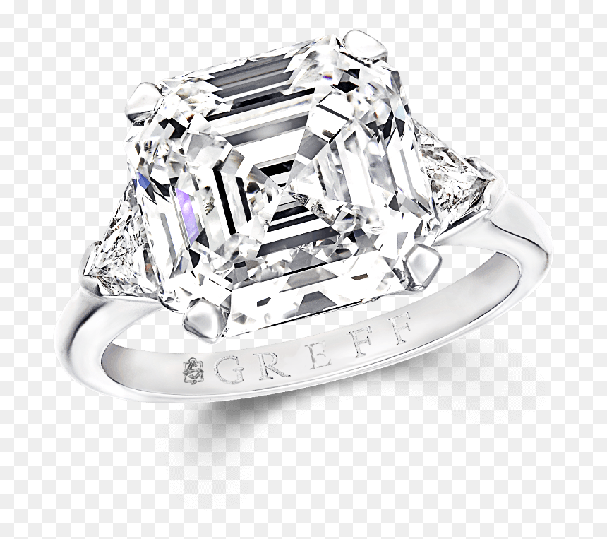 A Classic Graff Ring Featuring A Square Emerald Cut - Engagement Ring, HD Png Download - emerald gem png
