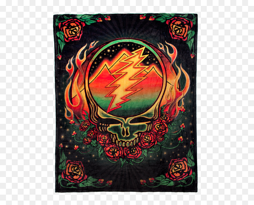 Fleece Blanket With A Grateful Dead Steal Your Face - Trippy Grateful Dead Steal Your Face, HD Png Download - grateful dead skull png