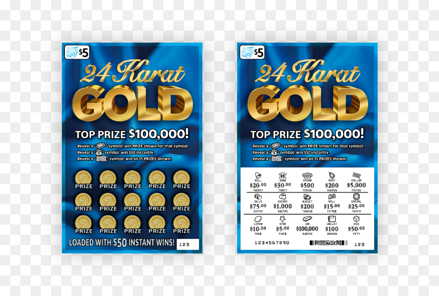 24 Karat Gold Lottery Ticket, HD Png Download - gold ticket png
