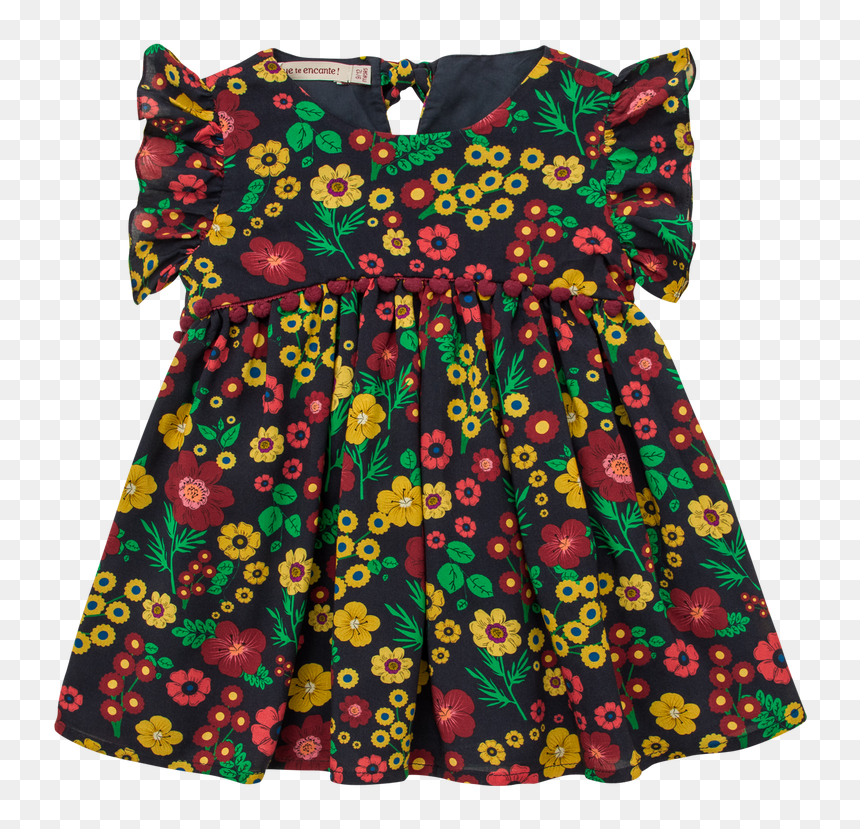 Dark Flower Baby Dress - Day Dress, HD Png Download - vestido png