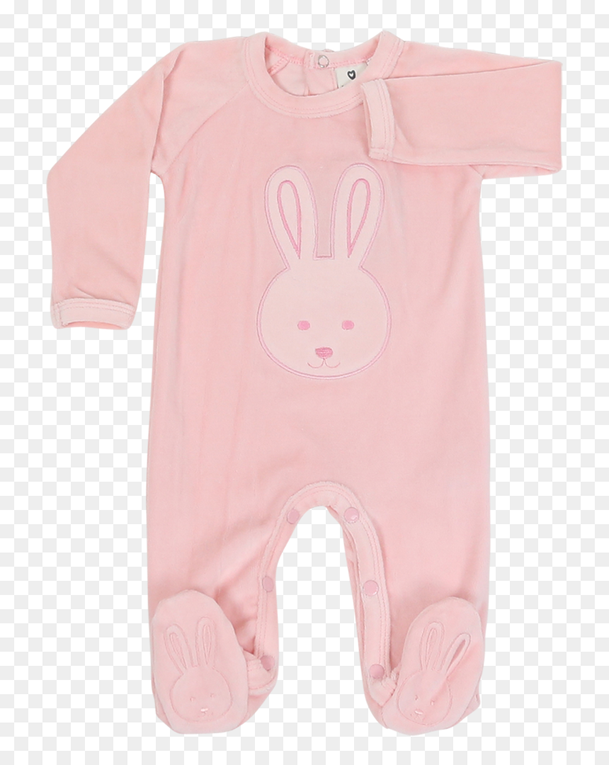 B1120p Baby Bunny Velour Romper All In Ones Korango - Rabbit, HD Png Download - baby bunny png