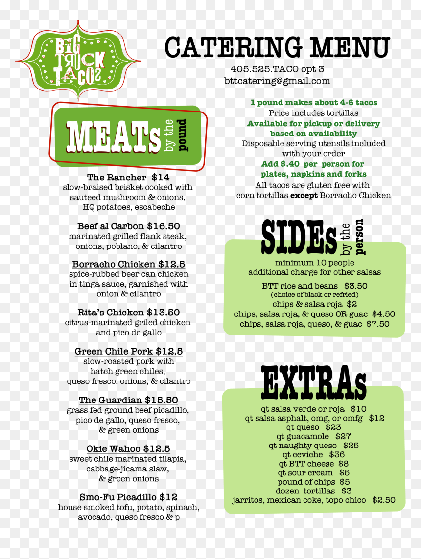 Big Truck Tacos Menu , Png Download - Big Truck Tacos, Transparent Png - big truck png
