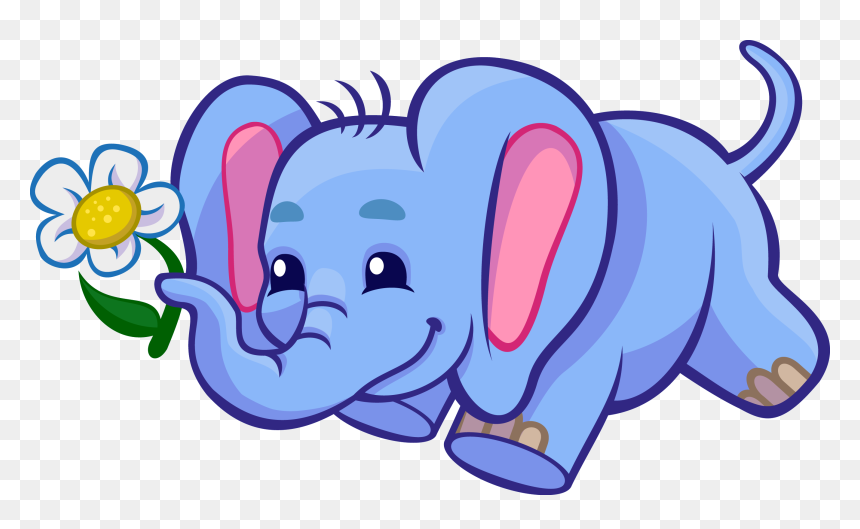 Clipart Of Using, Elephant And Poll - Slon Kreslený, HD Png Download - pink elephant png