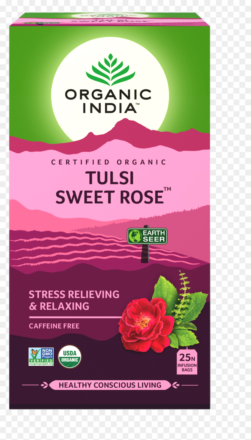 Tulsi Ginger Turmeric Organic India, HD Png Download - petalos de rosa png
