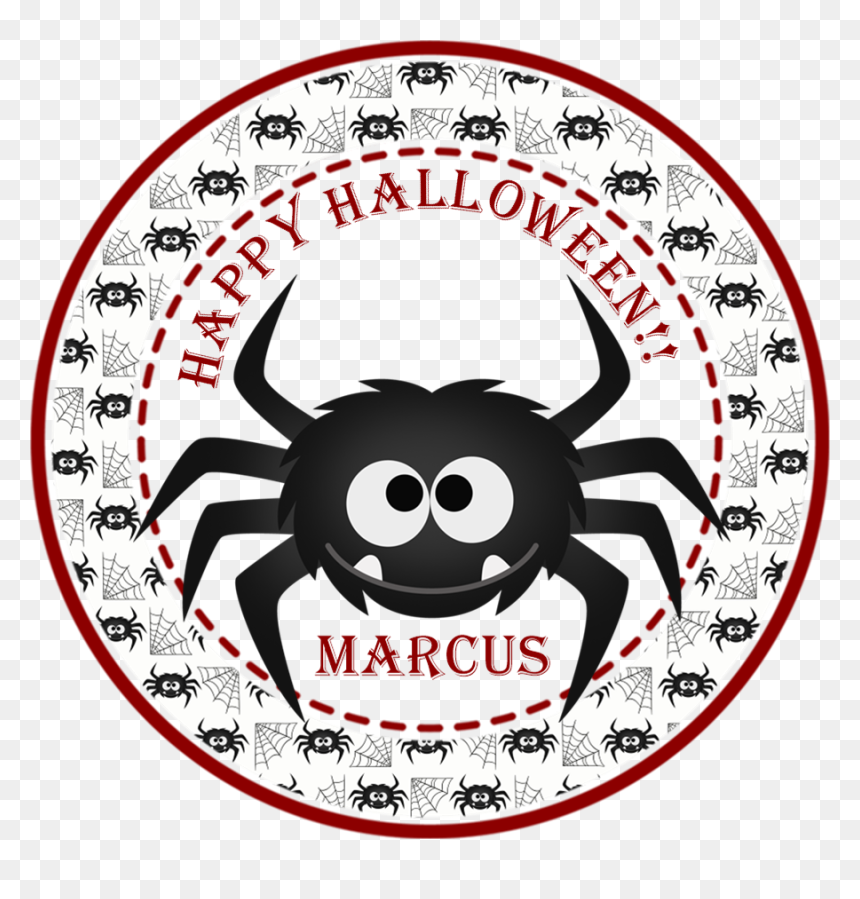 Black Spider Happy Halloween Stickers Or Favor Tags-party - Happy Halloween Png Sticker, Transparent Png - halloween spider png