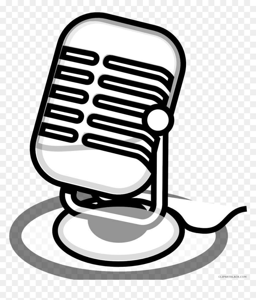 Graphic Transparent Stock Microphone Clipartblack Com - Mic Clipart Black And White, HD Png Download - microphone png clipart