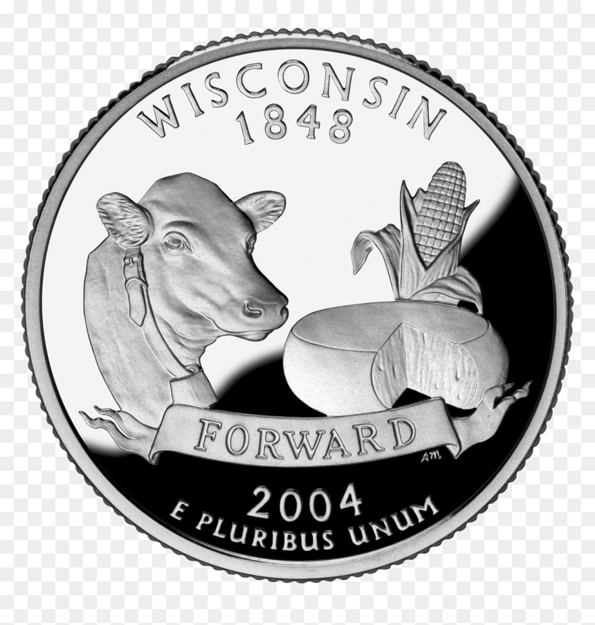 2004 Wi Proof - Wisconsin State Quarter, HD Png Download - money bills png