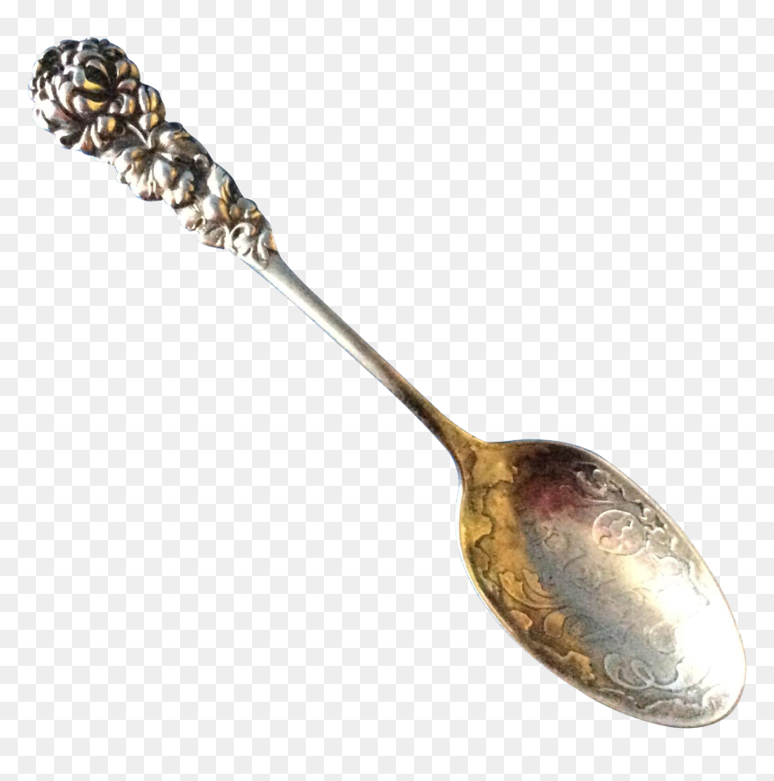 Peony Sterling Silver Spoon Engraved Elyria O - Spoon, HD Png Download - silver spoon png