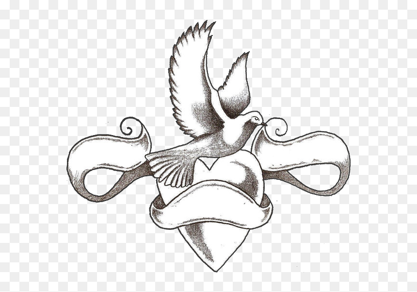 Tattoo Heart Love Idea - Heart And Dove Tattoo, HD Png Download - love tattoo png