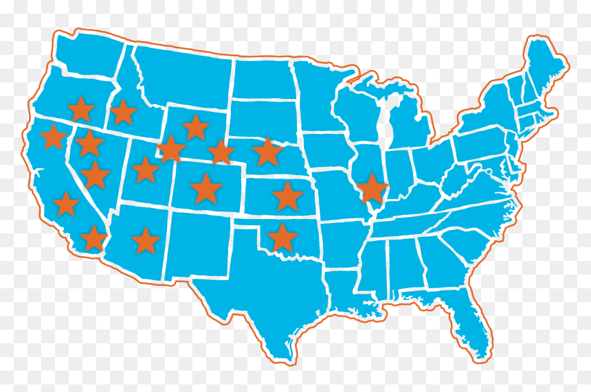 Blue Map Of The Continental U - Us Map, HD Png Download - wild horse png