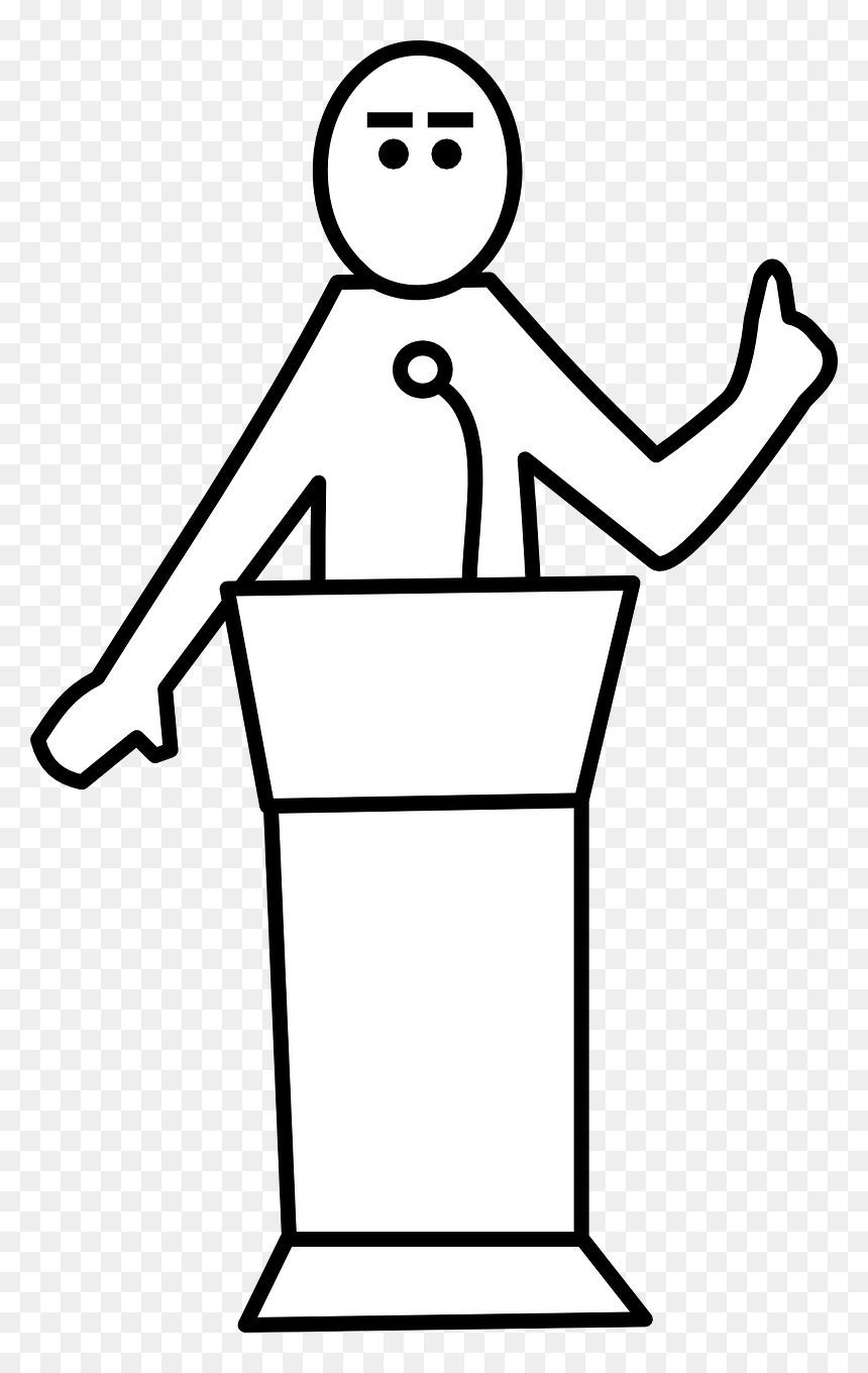 Speech Clipart Black And White, HD Png Download - speaker podium png