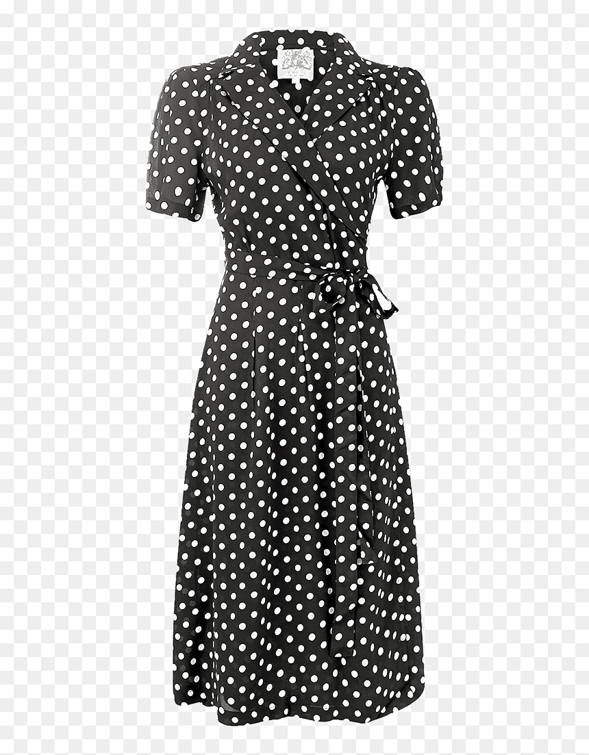 Vintage Polka Dot Wrap Dress, HD Png Download - white polka dot png