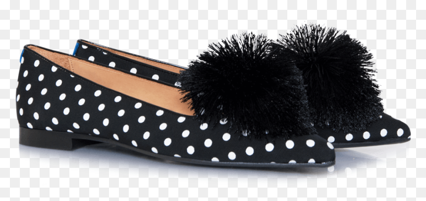 Slippers Pointus En Toile Noir Et Points Blancs Avec - Polka Dot, HD Png Download - white polka dot png