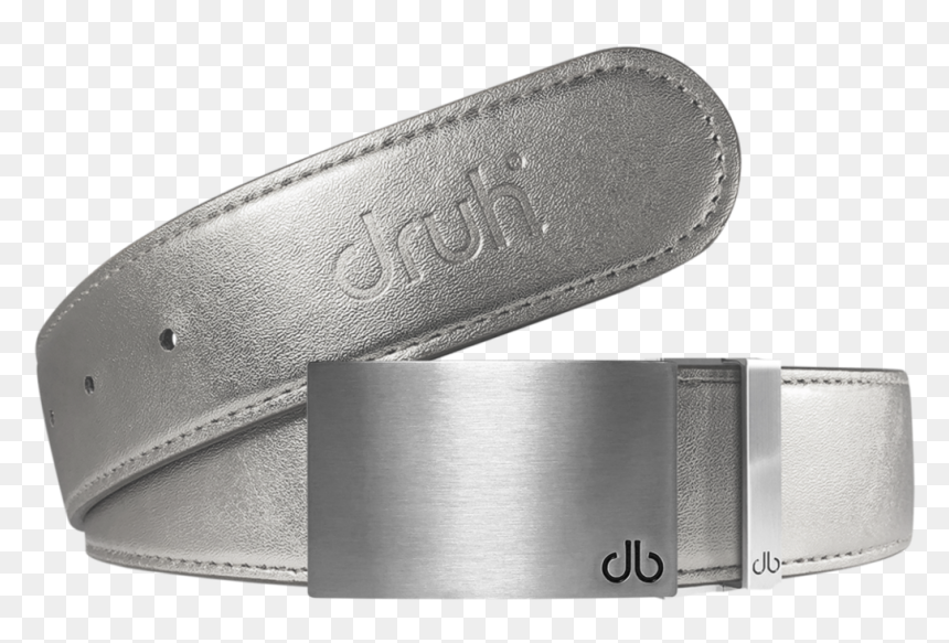 Silver Plain Textured Leather Belt With Buckle - Belt, HD Png Download - leather belt png