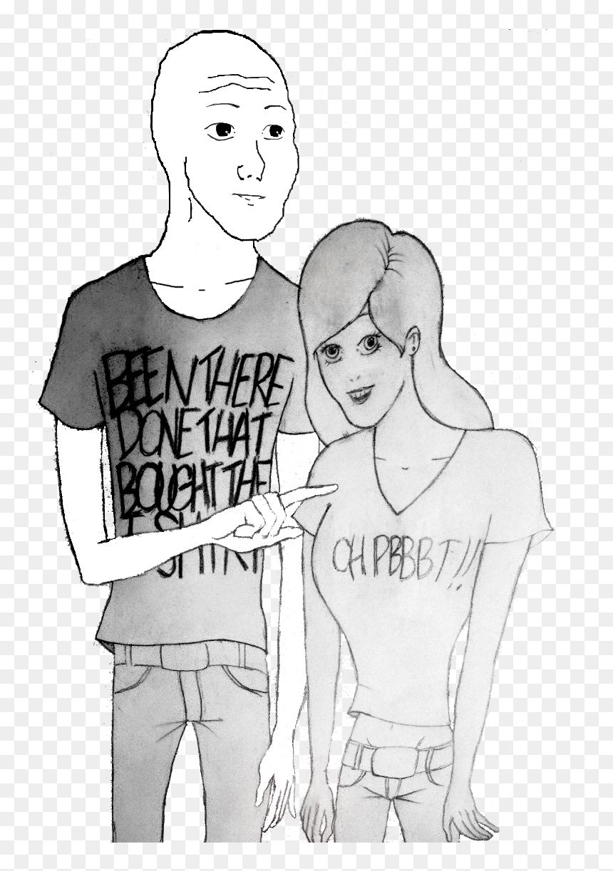 T-shirt Thumb Black And White Sketch Clothing Face - Sketch, HD Png Download - black person standing png