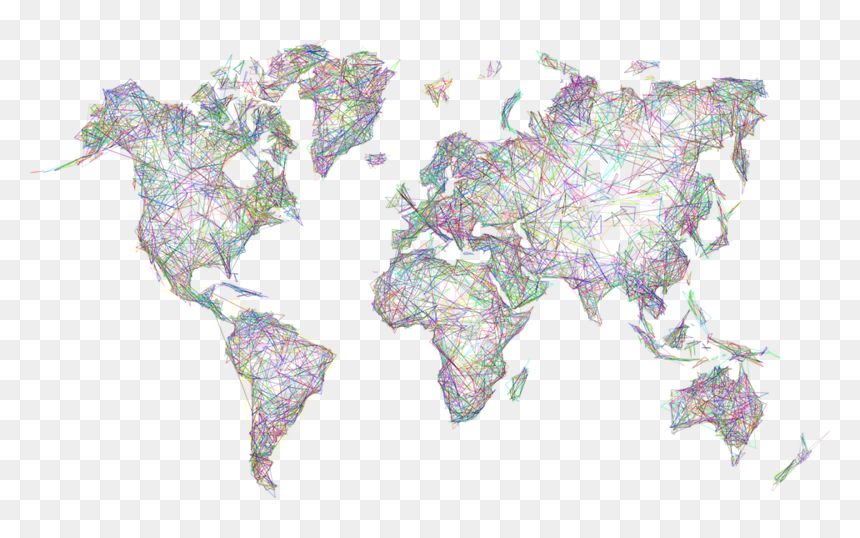 Abstract World Map Png Transparent Picture - World Map Black Template, Png Download - transparent abstract png