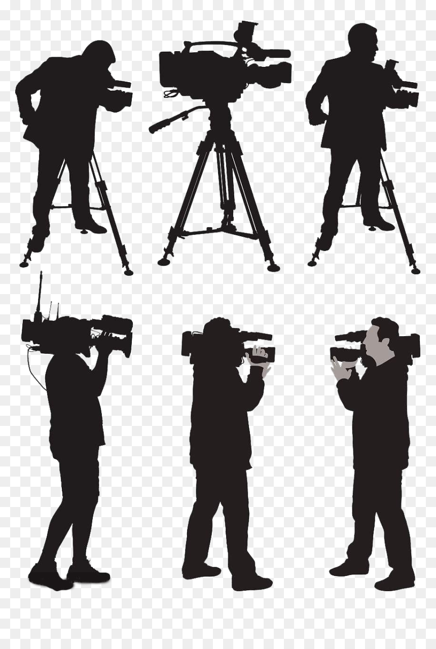 Operator Silhouette Illustration Reporter - Cameraman Silhouette, HD Png Download - camera man png